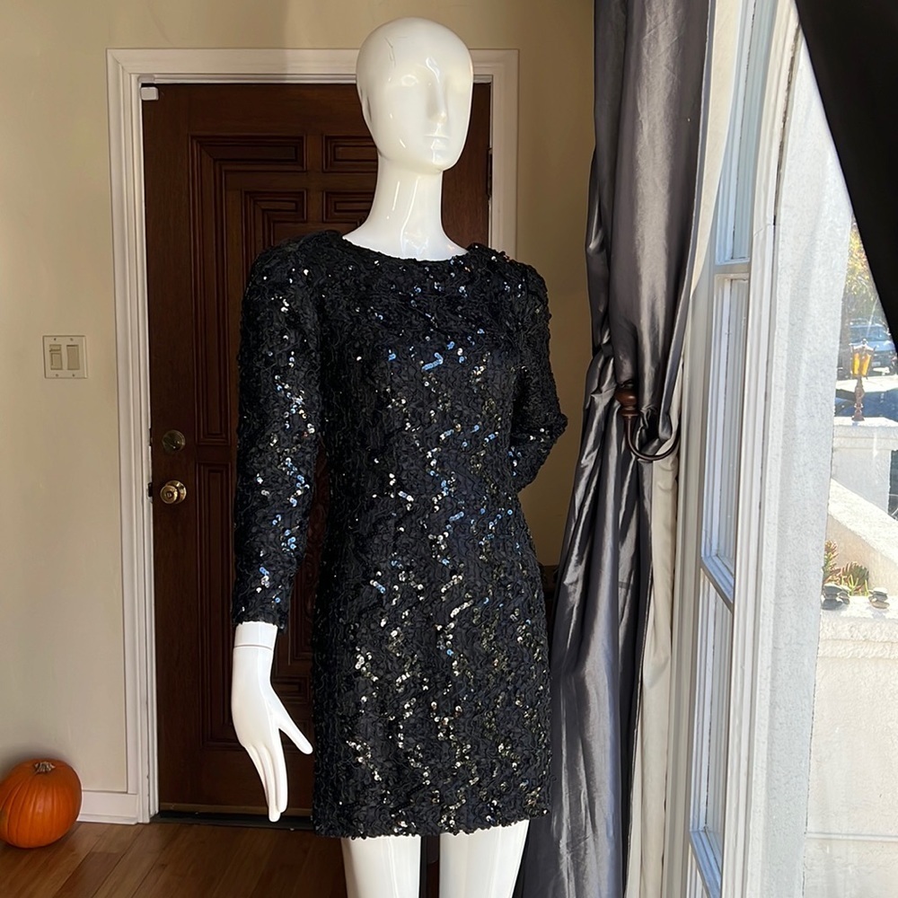 VTG SHUET YOUNG For HW Collection Black Lace Sequin Formal Dress Size 6. CLASSIC